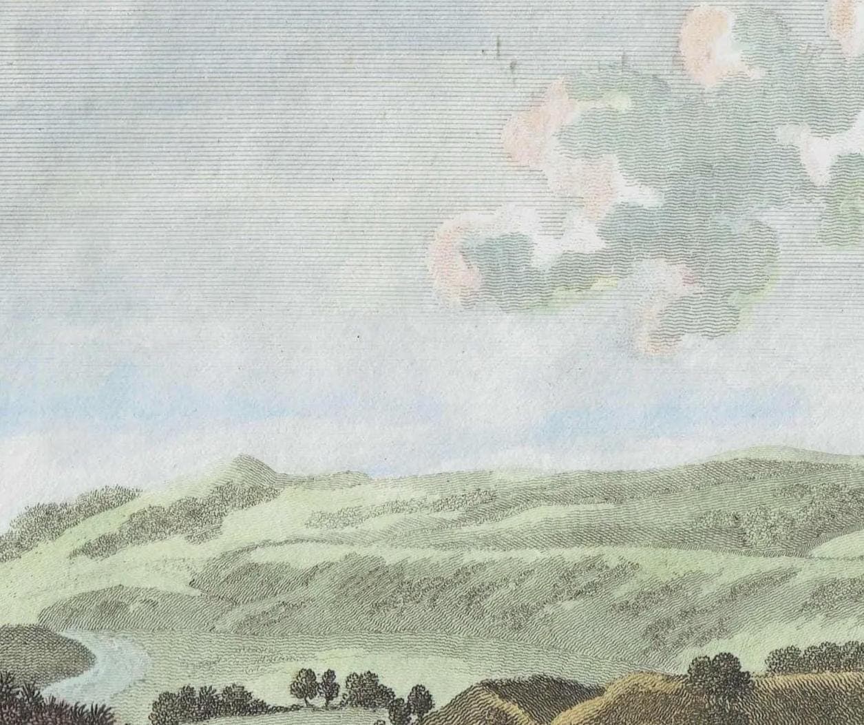 1790 Bow Butts English Landscape Print - Rural River Scene - 18th Century Antique Engraving - Countryside View by L. Parr - 6.75 x 8.75 in - Image 3