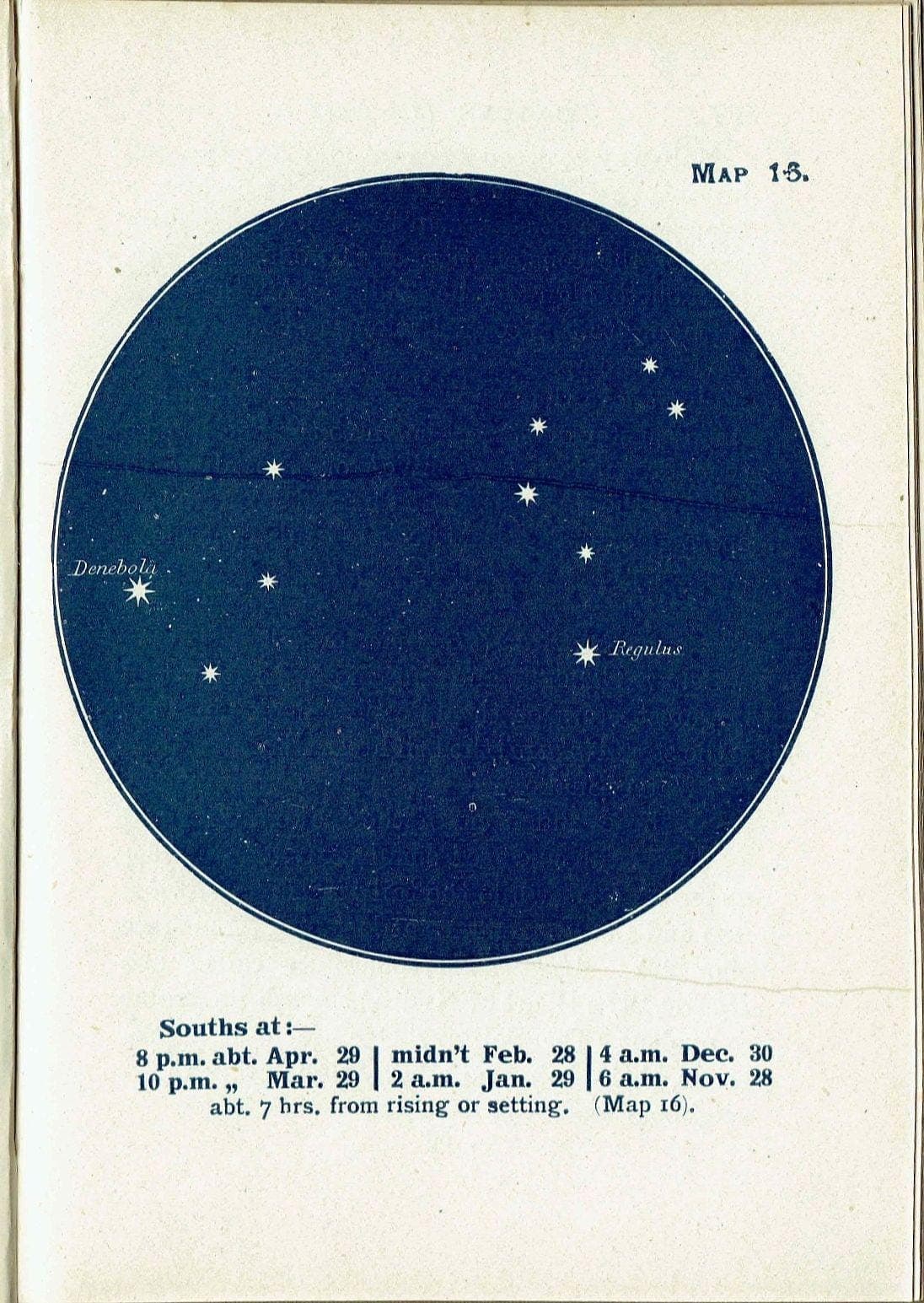 1944 Denebola Regulus Star Chart - Original Vintage Print By Gall - Celestial Astronomy Atlas Navigation Map - 4 x 6 in - Image 2