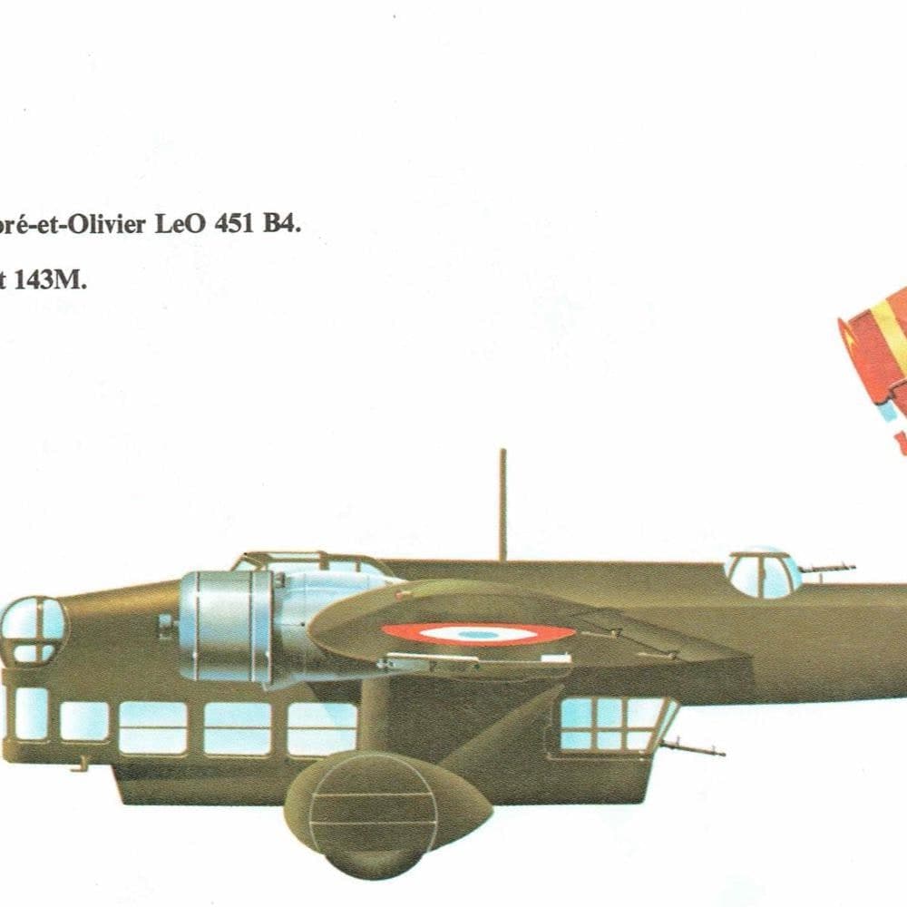 1985 Liore et Olivier LeO 451 B4 & Amiot 143M Military Planes Vintage Print - WWII Aircraft Aviation Drawing - 8 x 10.75 in - Image 5