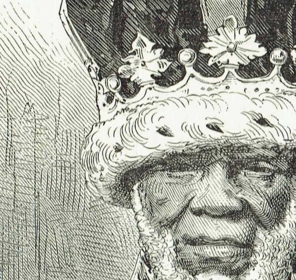 1870s Antique African Royalty Portrait Woodblock Print - King Denis Gaboon Royal Couple - Victorian Travel Book Illustration - 12 x 8.5 in - Image 4