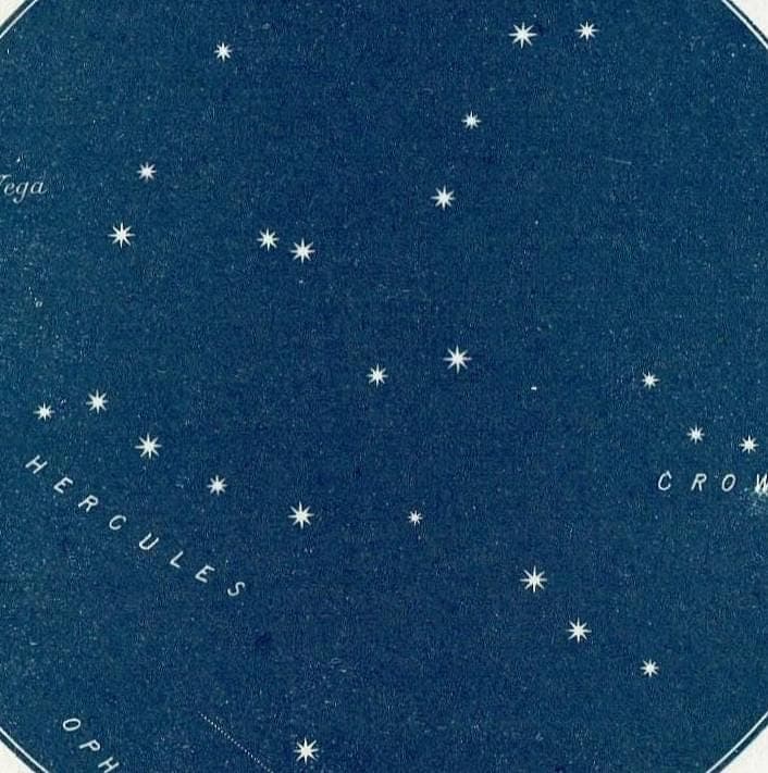 1944 Vega Hercules Crown Ophiuchus - Original Vintage Print By Gall - Star Chart Celestial Astronomy Map Atlas - 4 x 6 in - Image 3