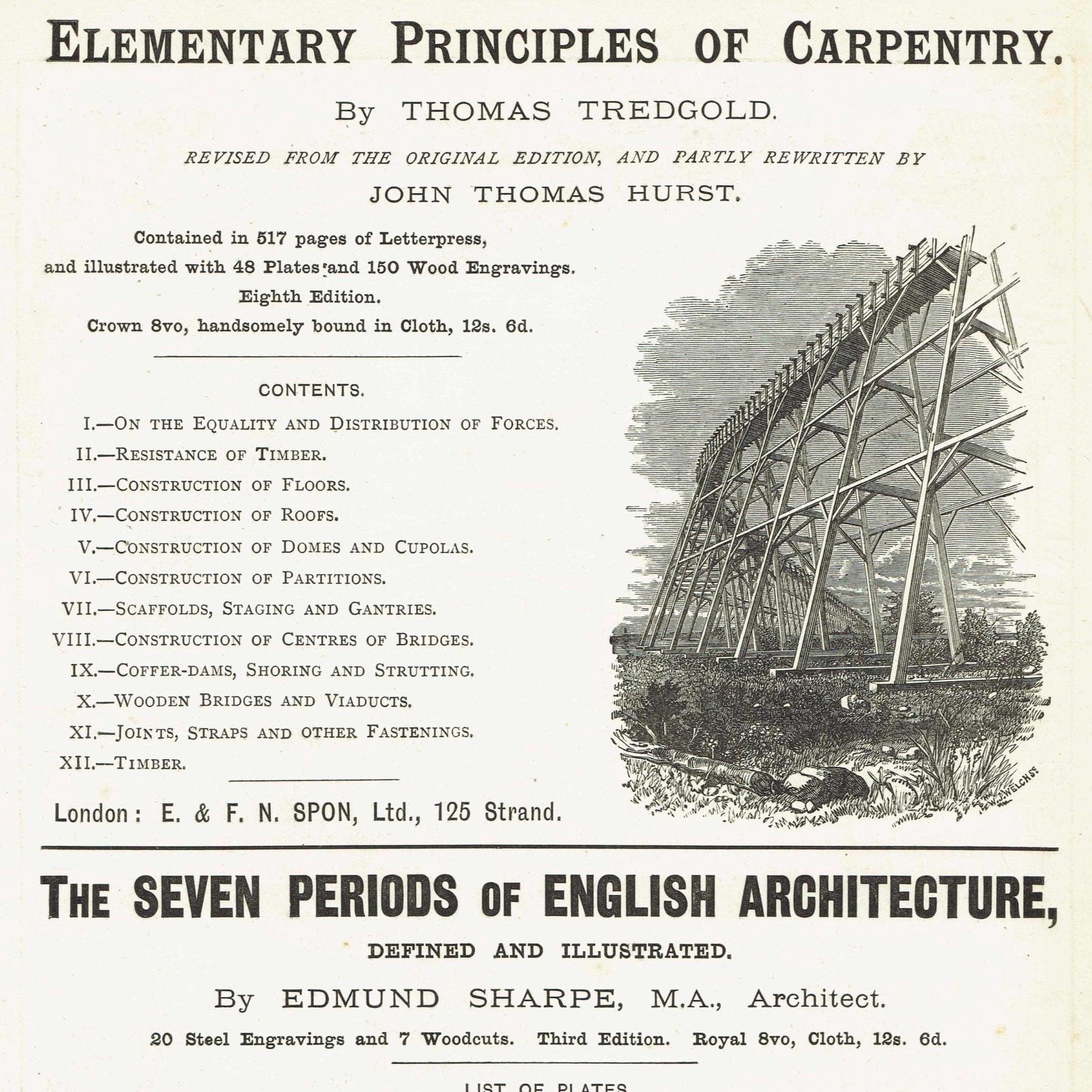1898 Architectural Ironwork Print - St Pancras Ironwork Co Designs, Bridges, Roofs & Spiral Stair - Antique Plate - 8 x 10.75 in - Image 6