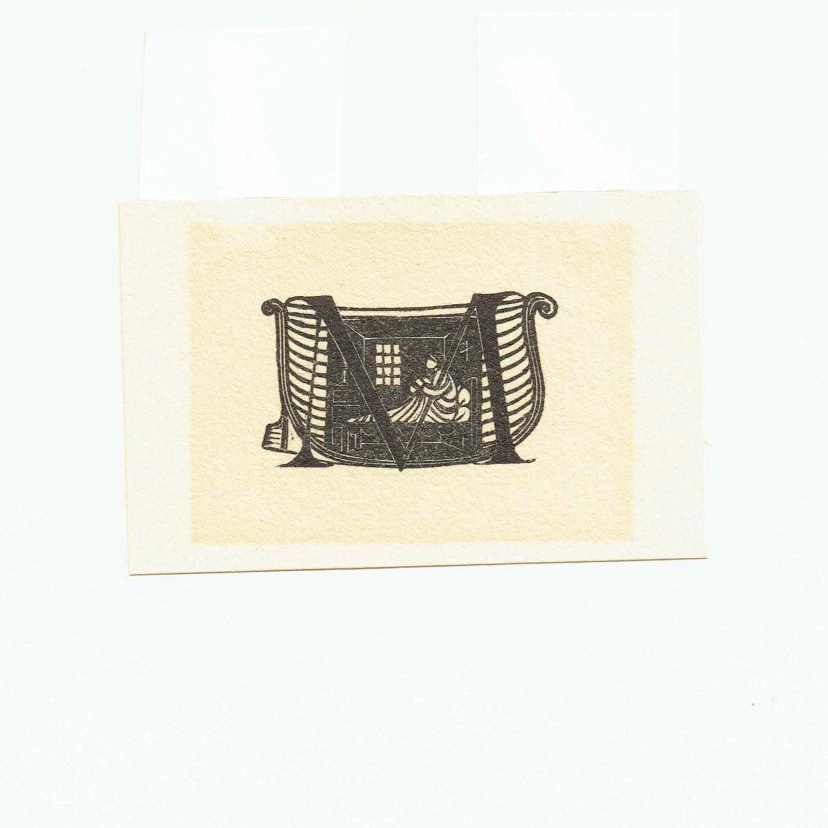 1929 Initial Letter Woodcuts Typography From Autumn Midnight by Eric Gill - Original Vintage Poetry Book - 2 x 2 in