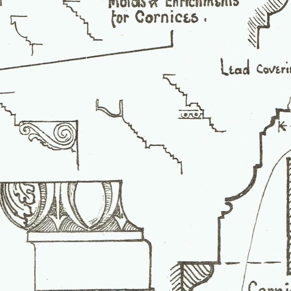 1898 Classic Architectural Proportions Print - Corinthian Order, Cornices, Columns & Enrichments - Antique Design Plate - 8 x 10.75 in - Image 4