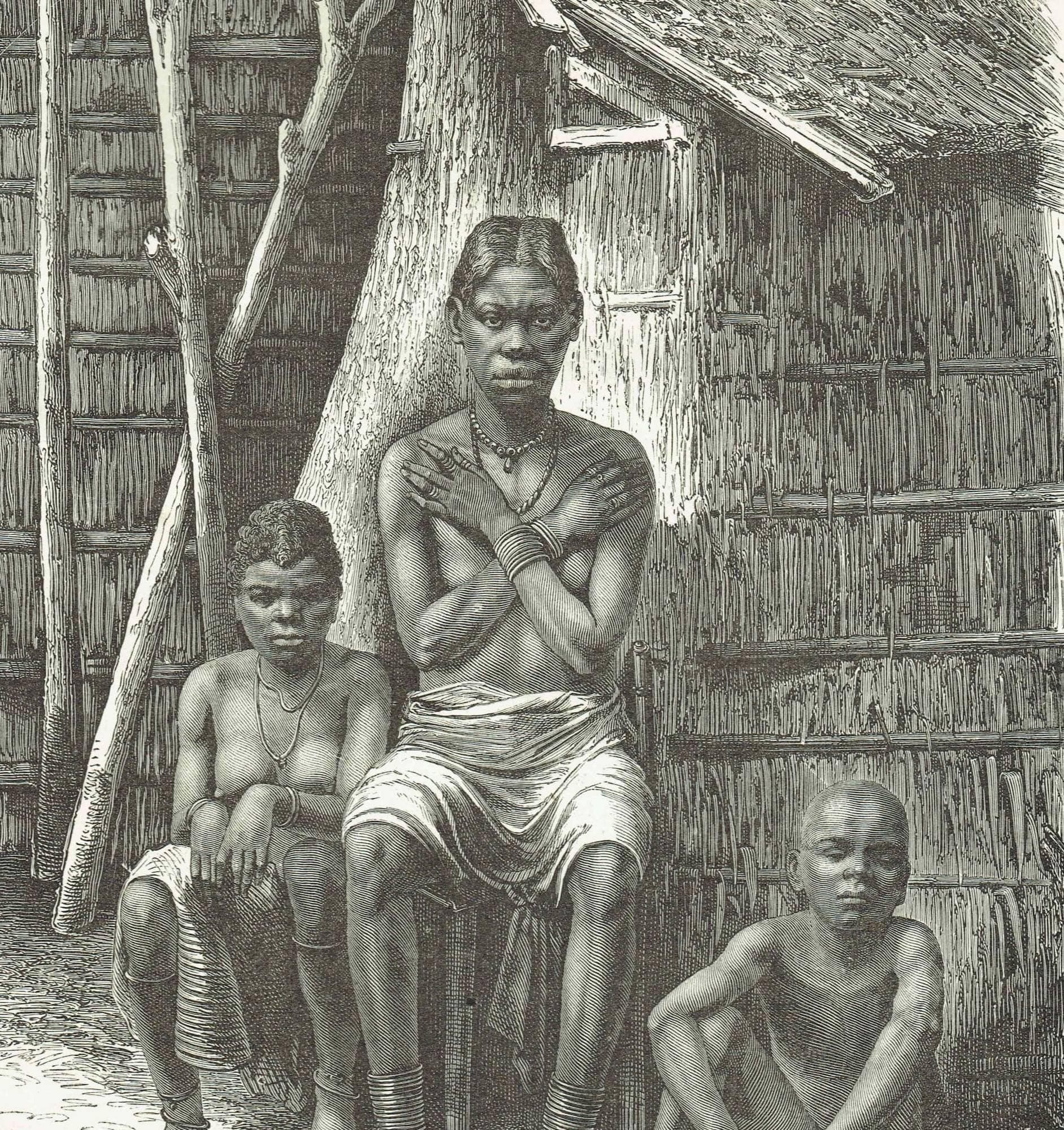 1870s Original Bakalai Woman Children African Portrait Woodblock Print - Victorian Travel Book Illustration - 8.5 x 12 in - Image 3