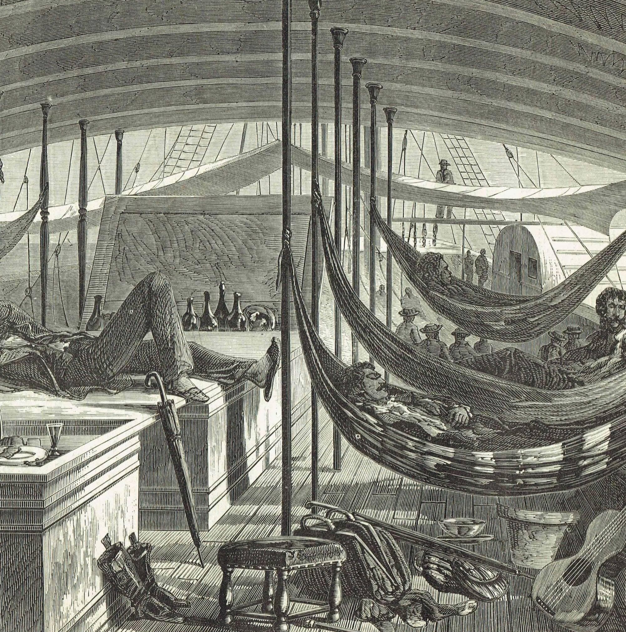 1870s Original Victorian Steamboat Interior Woodblock Print - Orinoco River Travel - Antique Book Illustration - 12 x 8.5 in - Image 3