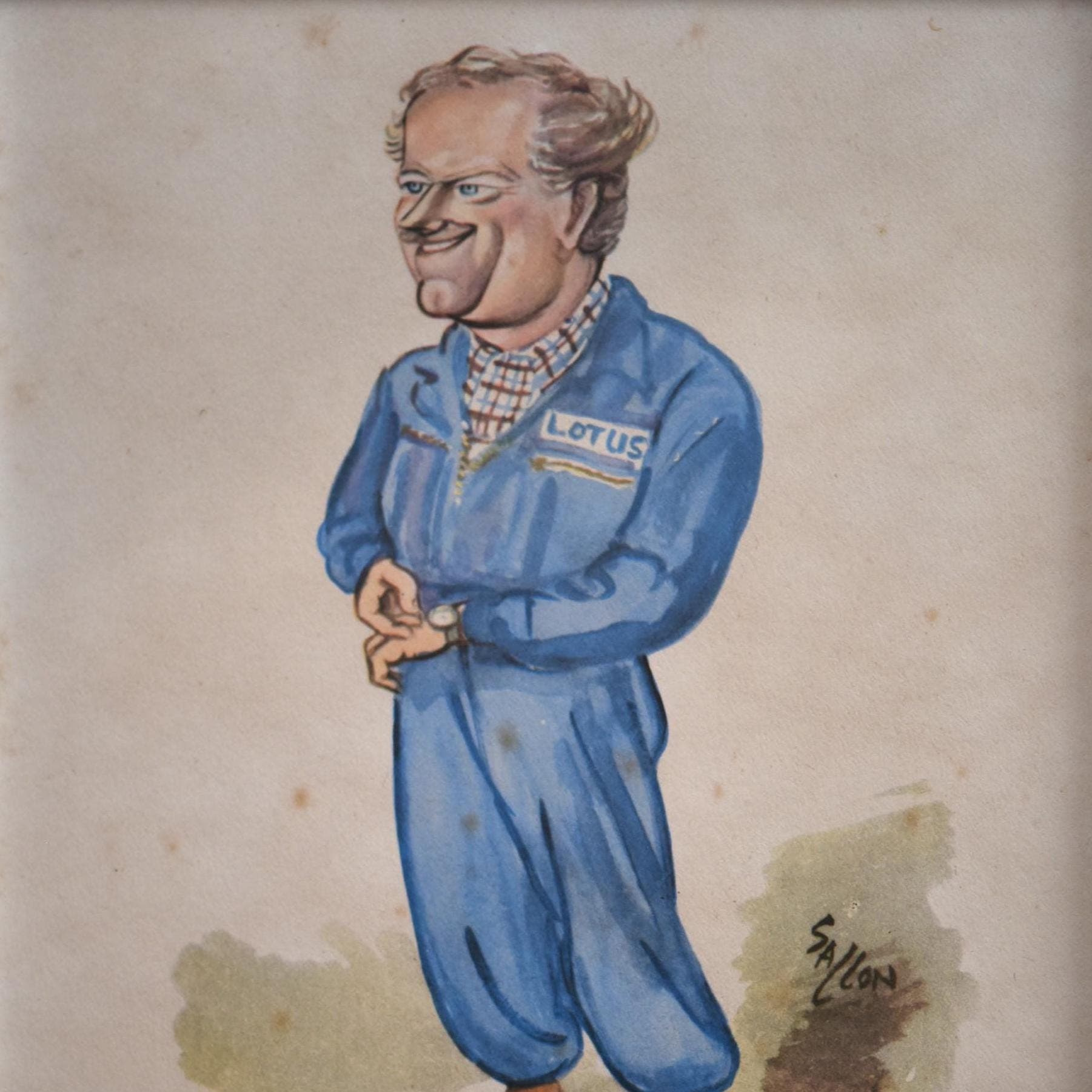 1956 Colin Chapman Lotus Founder Caricature by Sallon Print - Art - Motor Racing Legend - 11 x 7.75 in