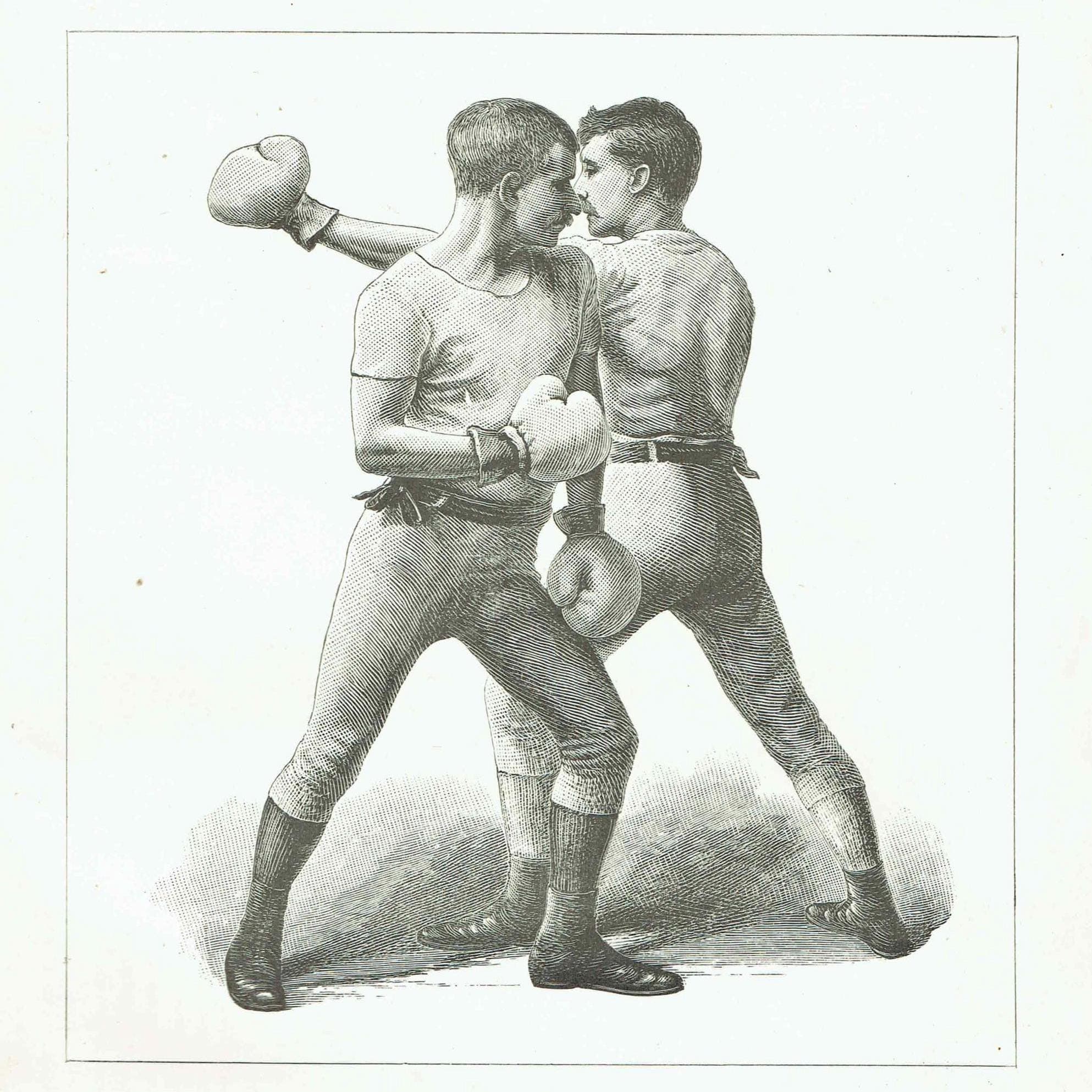 1889 Boxing Slipping Technique - Original Antique Print - Badminton Library Victorian Sports Pugilism Athletic Training - 4.5 x 6.5 in