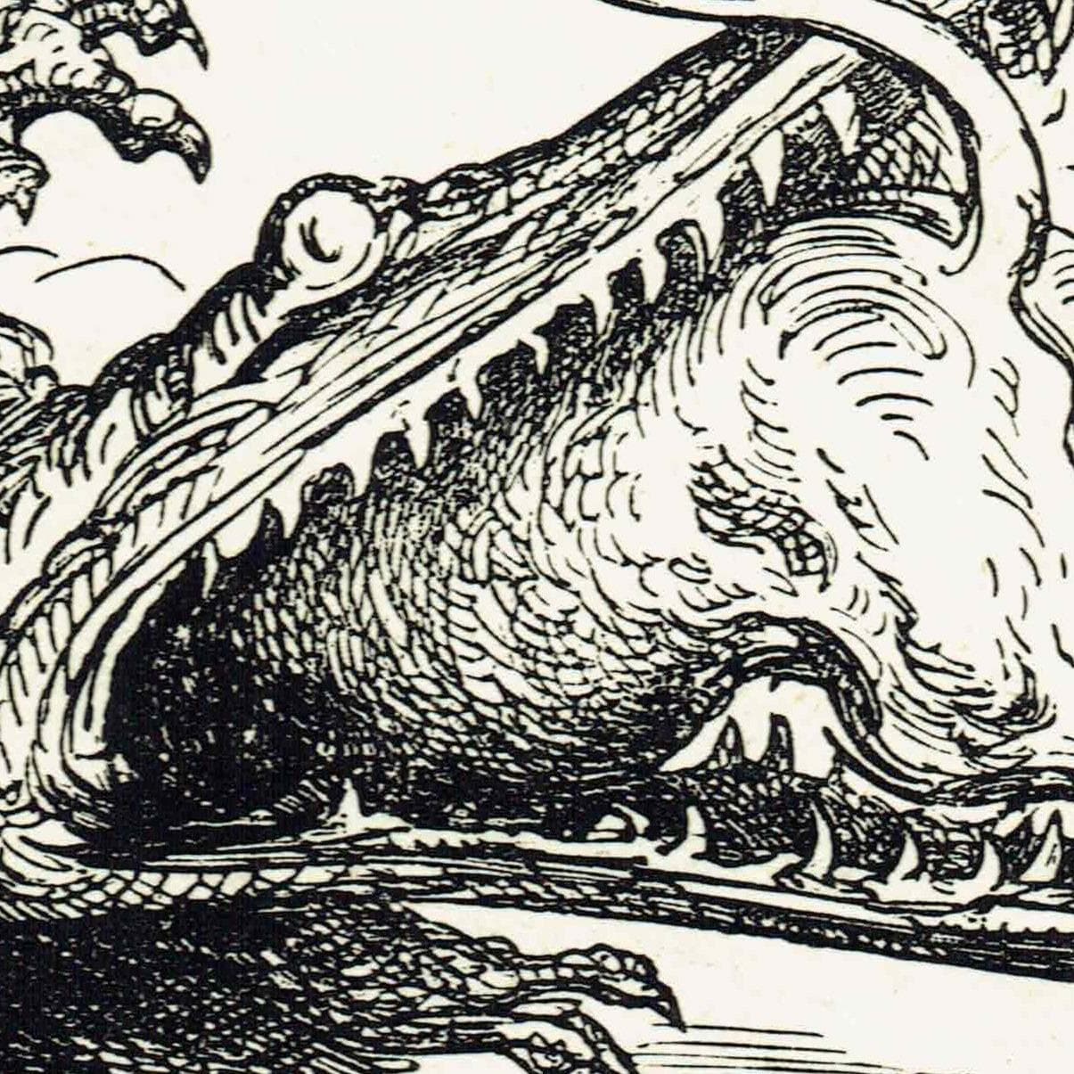 1867 Baron Munchausen Sea Serpent Battle - Original Antique Print By Doré - Fantasy Adventure Literary Illustration - 6 x 9 in - Image 3