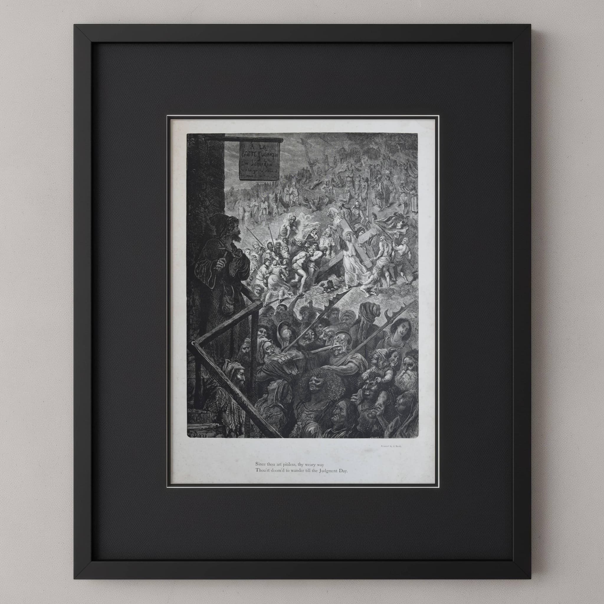 1866 Legend of the Wandering Jew Plate 1 - Original Antique Print - Doré -  Medieval Biblical Myth Cassell Petter Galpin - 14 x 20 in