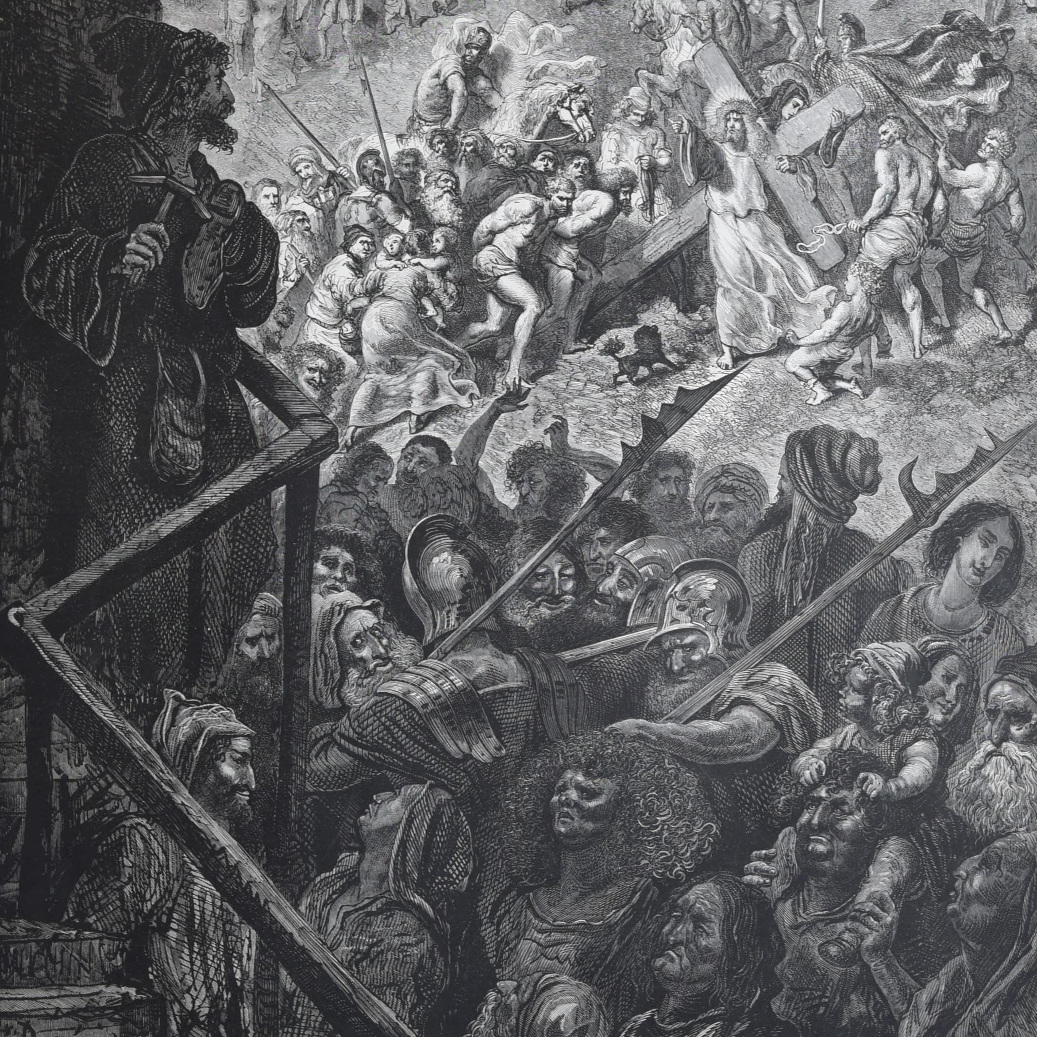 1866 Legend of the Wandering Jew Plate 1 - Original Antique Print - Doré -  Medieval Biblical Myth Cassell Petter Galpin - 14 x 20 in - Image 2