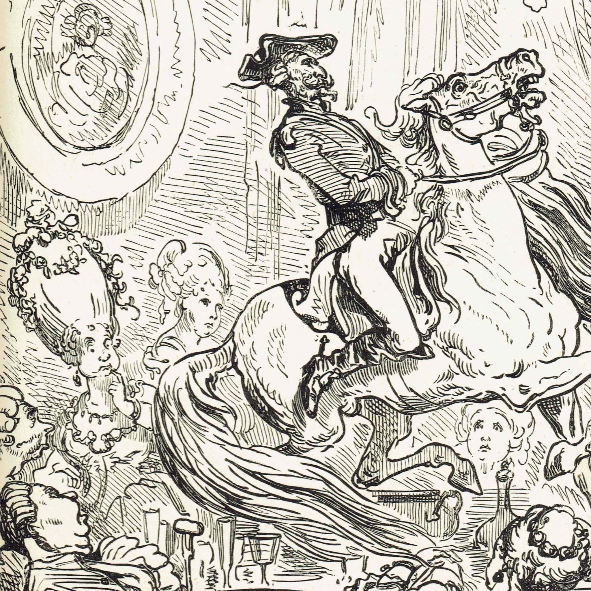 1867 Baron Munchausen Horse - Original Antique Print By Doré - Fantasy Adventure Tale Illustration Literature - 6 x 9 in