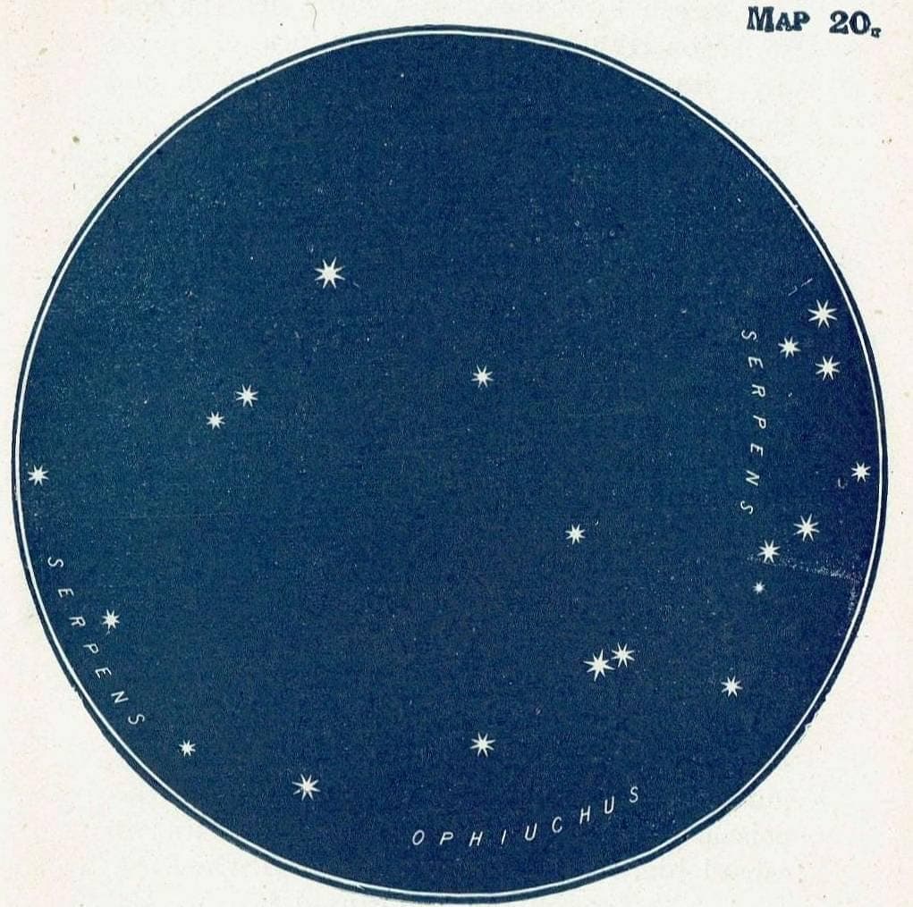 1944 Serpens Ophiuchus - Original Vintage Print By Gall - Constellation Star Map Celestial Astronomy Atlas Chart - 4 x 6 in