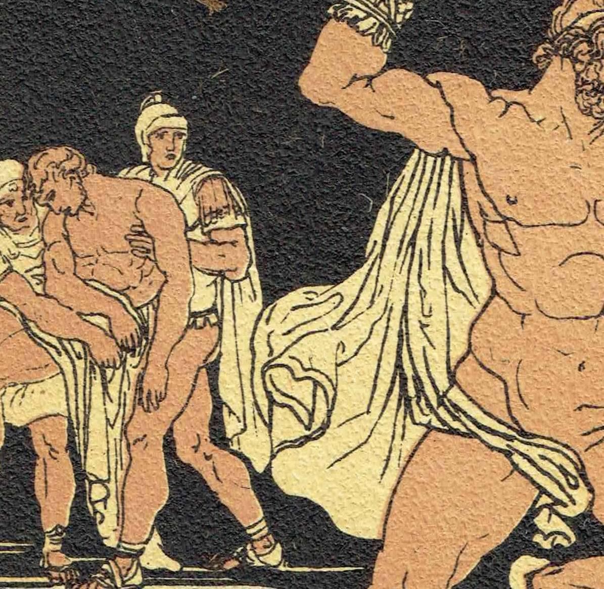 1879 Entellus Killing Bull - Original Antique Print By Pinelli - Stories From Virgil Classical Mythology Roman Art - 7.5 x 5 in - Image 4