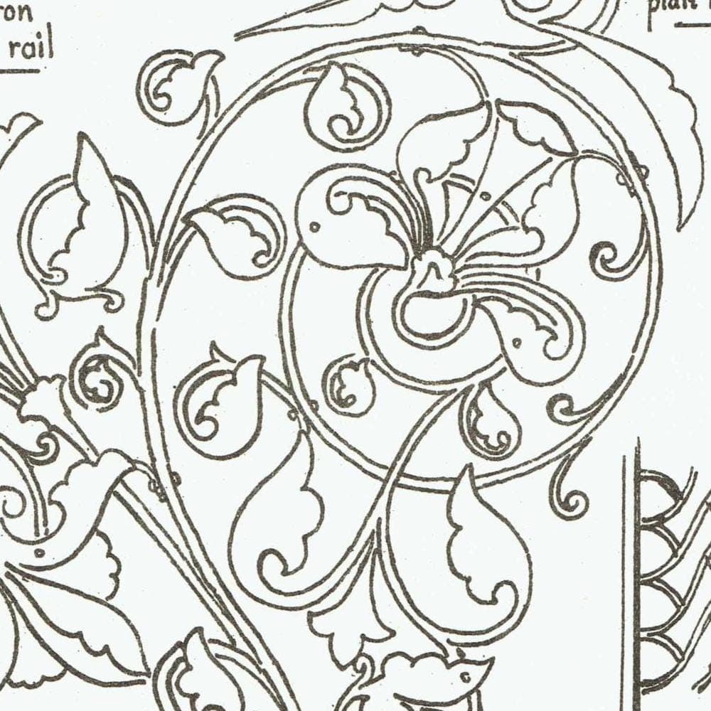 1898 Ornamental Ironwork Architecture Print - Wrought Iron Arabesque, Trellis & Scrollwork Plate - Antique Design - 8 x 10.75 in - Image 3