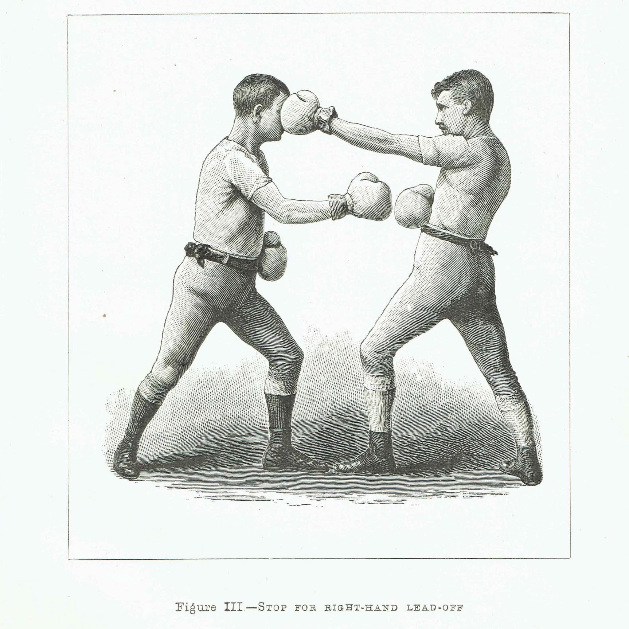 1889 Boxing Sparring Technique - Original Antique Print - Badminton Library Victorian Sports Athletic Training Illustration - 5 x 7 in