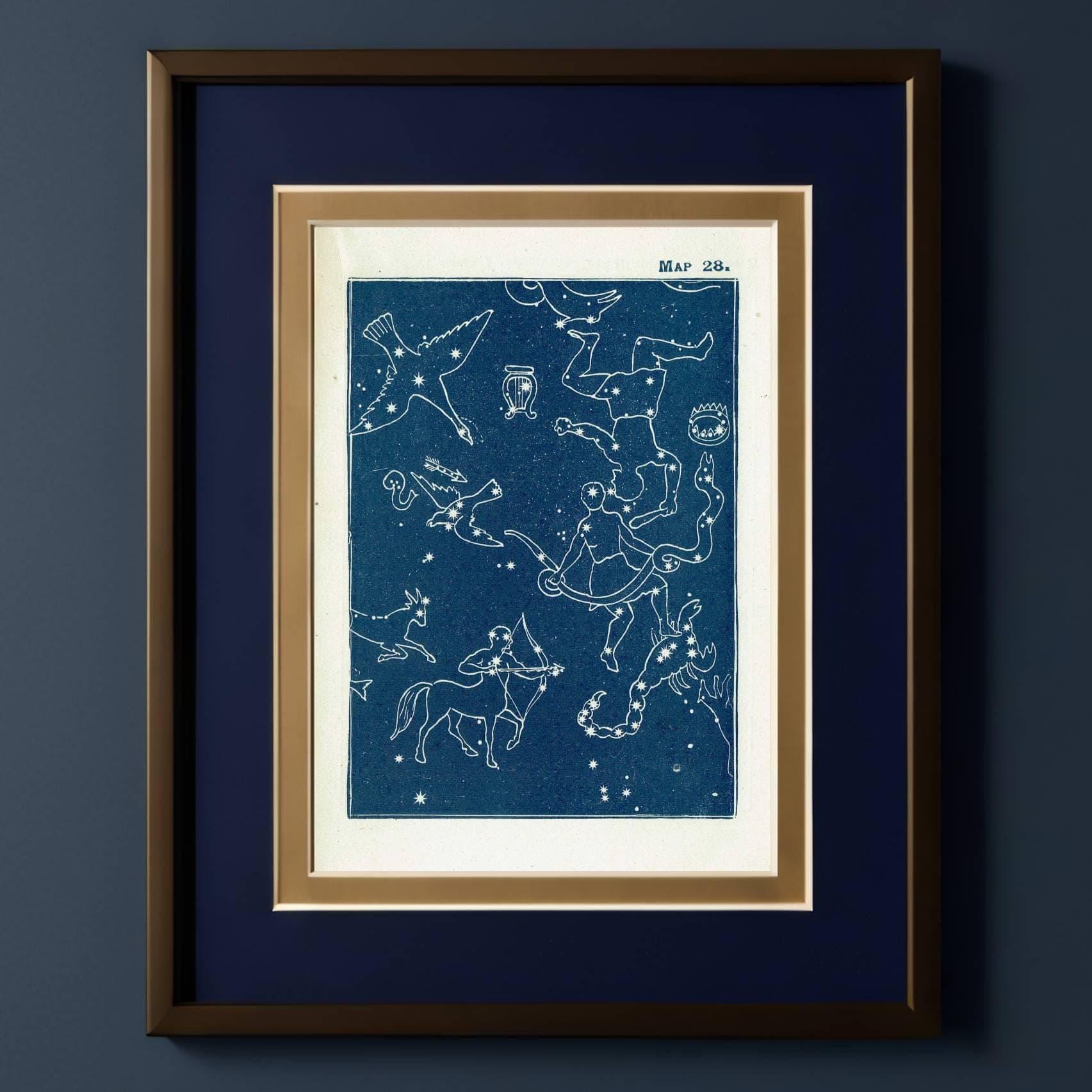 1944 Original Vega Quarter Summer Constellation Figures Stars Print - Celestial Navigation Map - Rev James Gall Atlas - 4 x 6 in