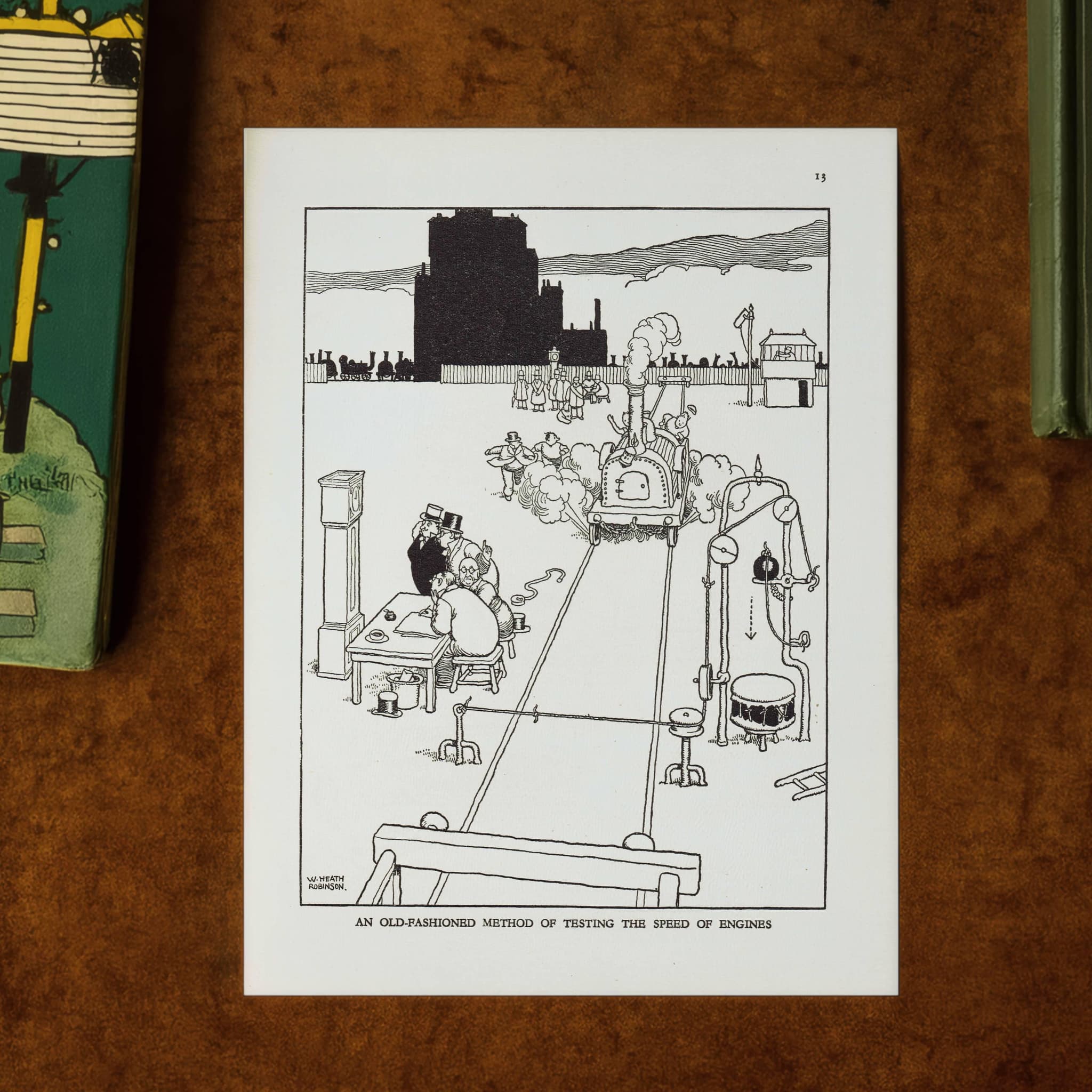 1935 Railway Humour - Original Vintage Print By Heath Robinson - Great Western Railway Centenary Cartoon Satire - 7 x 9.5 in