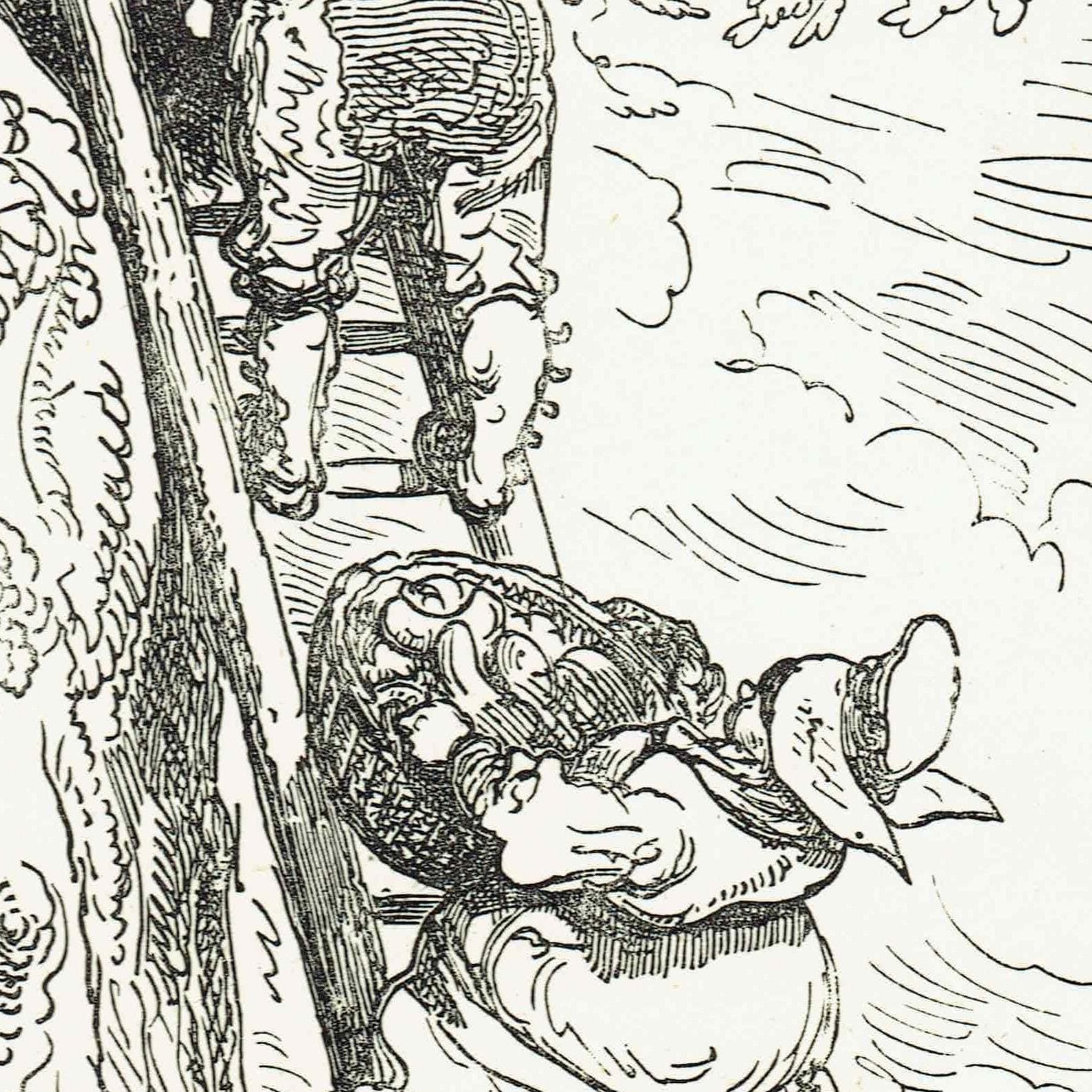 1867 Baron Munchausen Cucumber Tree - Original Antique Print By Doré - Fantasy Adventure Literary Illustration - 6 x 9 in - Image 3