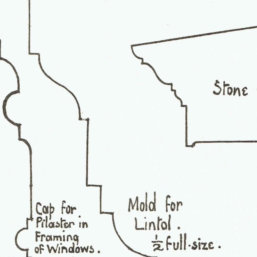 1898 Classic Architectural Mouldings Print - Cornices, Pilaster Capitals, Lintels & Balustrade Details - Antique Plate - 8 x 10.75 in - Image 3