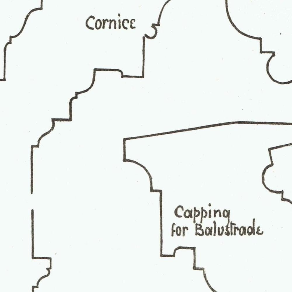 1898 Classic Architectural Mouldings Print - Cornices, Pilaster Capitals, Lintels & Balustrade Details - Antique Plate - 8 x 10.75 in - Image 4