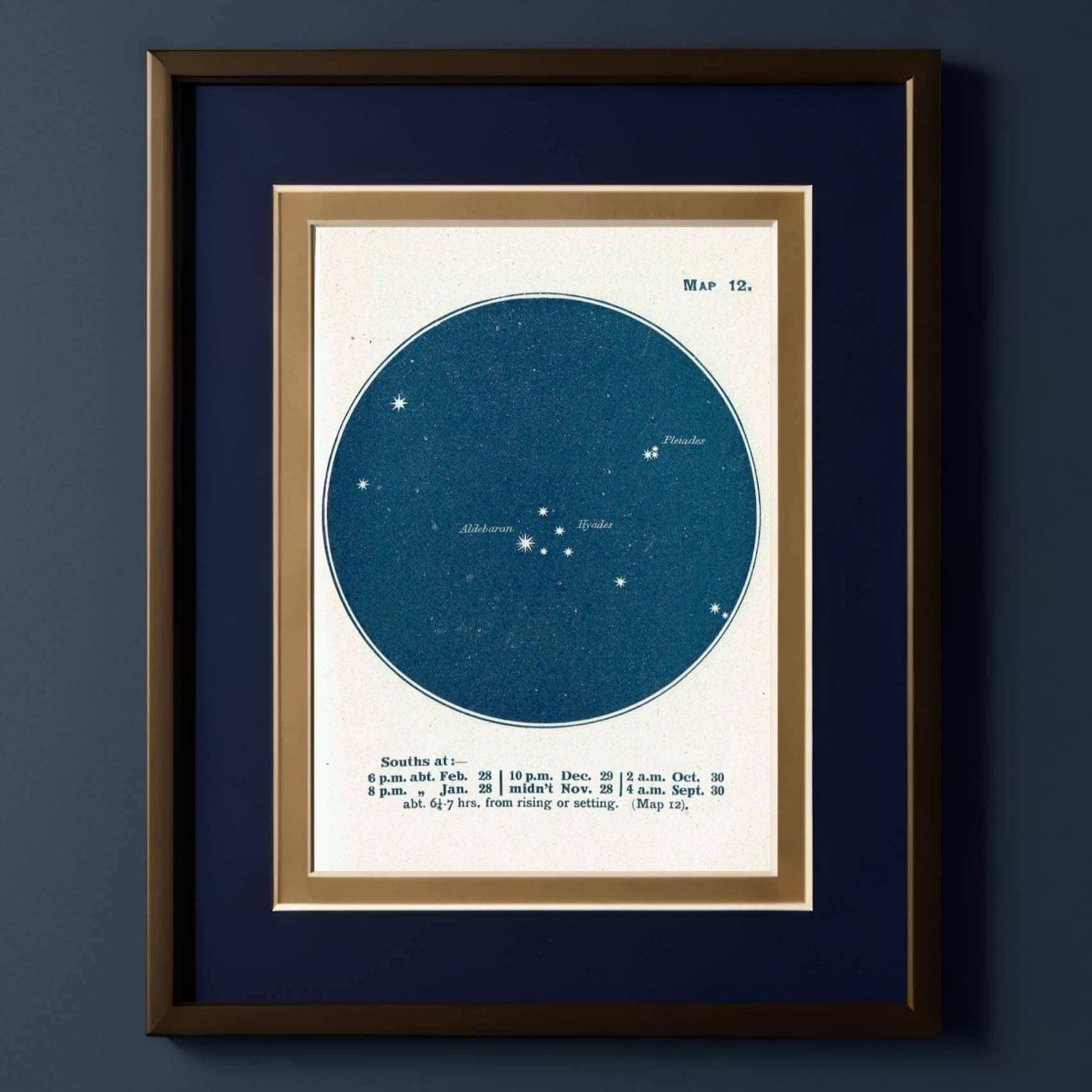 1944 Original Taurus Bull Constellation Star Map Print - Vintage Astronomy Atlas - Scientific Navigation Guide - 4 x 6 in