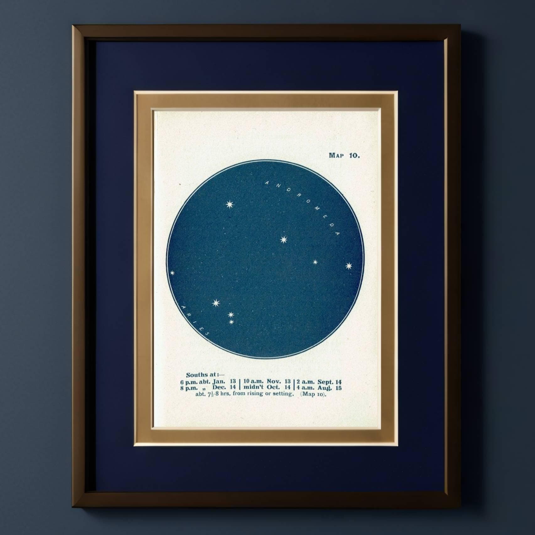 1944 Original Andromeda Aries Constellation Star Map Print - Celestial Navigation Chart - Vintage Astronomy Guide - 4 x 6 in