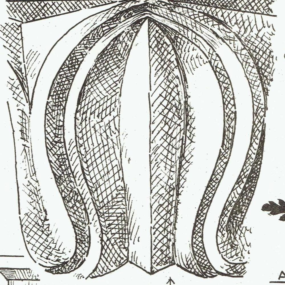 1898 Foliage Carving Architecture Print - Tudor Foliation, Acanthus & Iris Motifs - Antique Decorative Design Plate - 8 x 10.75 in - Image 3