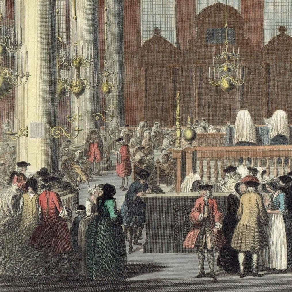 1840 The Jewish Feast of Purim or Lots Print - Synagogue Interior - Hand-Coloured Religious Festival Scene - 7 x 11 in - Image 3