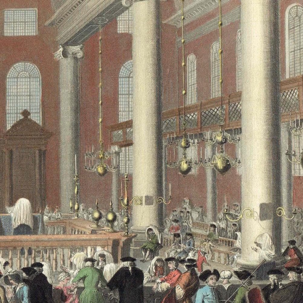 1840 The Jewish Feast of Purim or Lots Print - Synagogue Interior - Hand-Coloured Religious Festival Scene - 7 x 11 in - Image 4