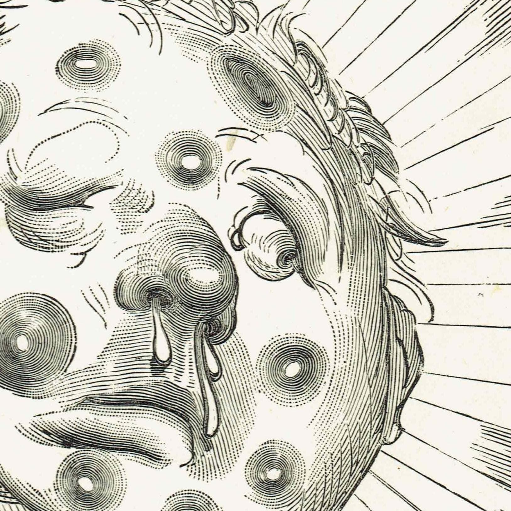 1867 Sun with Chilblains - Original Antique Print By Doré - Baron Munchausen Fantasy Portrait Tall Tales Literature - 6 x 9 in - Image 3