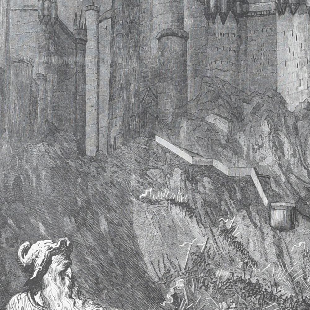 1866 Gustave Doré Legend Of The Wandering Jew Battle Scene Plate 9 - Original Antique Engraving - Gothic Medieval Christian - 14 x 20 in - Image 4