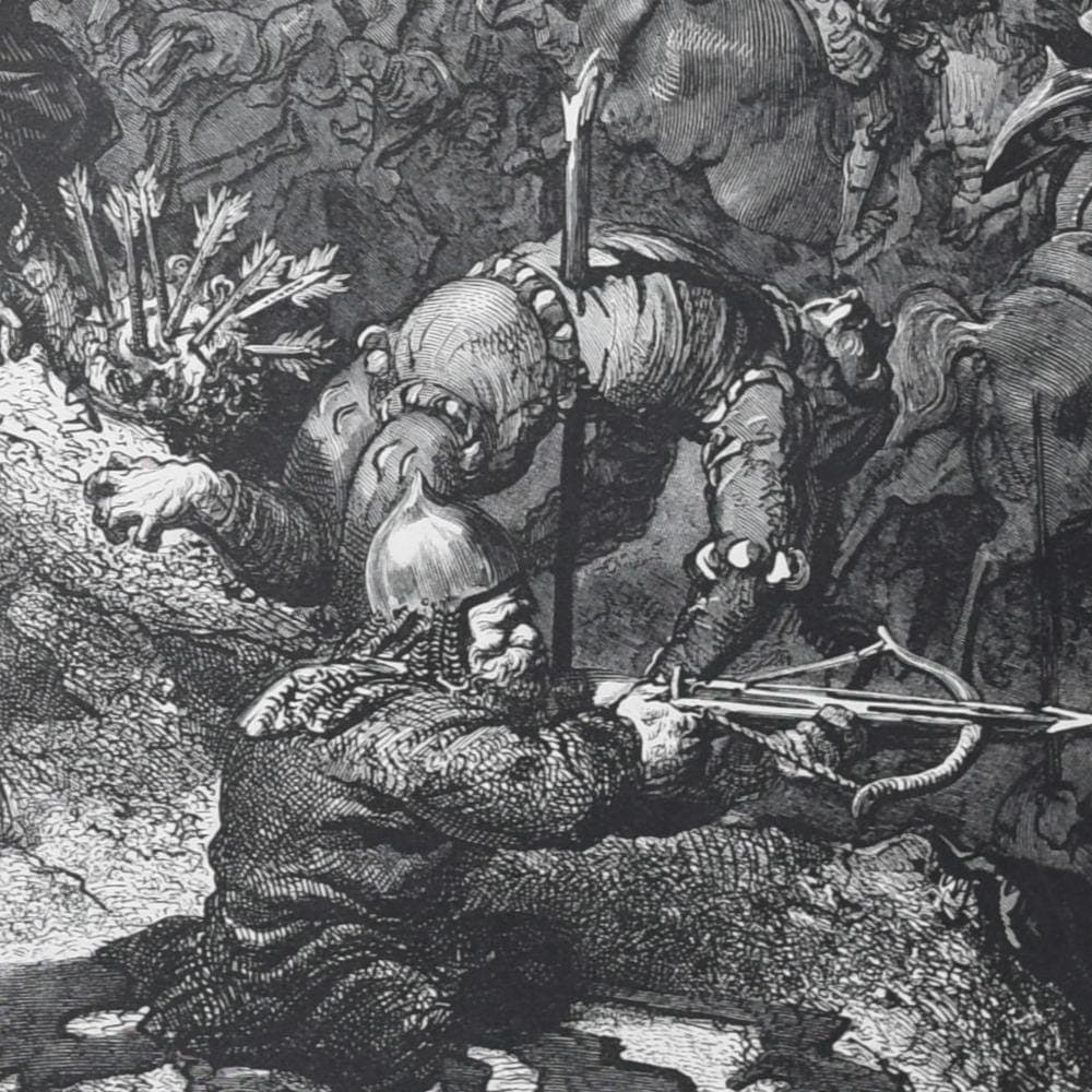 1866 Gustave Doré Legend Of The Wandering Jew Battle Scene Plate 9 - Original Antique Engraving - Gothic Medieval Christian - 14 x 20 in - Image 5