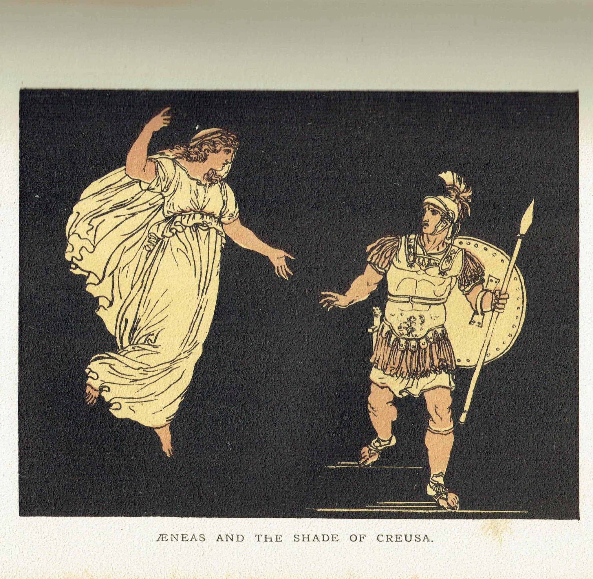 1879 Aeneas and Shade of Creusa - Original Antique Print By Pinelli - Stories From Virgil Classical Mythology Roman - 7.5 x 5 in - Image 3