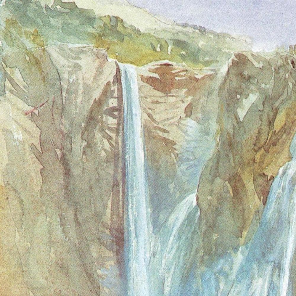 1859 Indian Waterfall - Original Vintage Print By Simpson - Victorian Landscape Travel Sketchbook Natural History - 6.5 x 9.25 in - Image 3