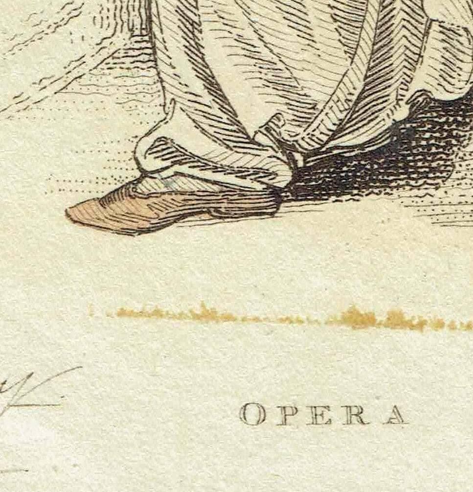 1810 Regency Period Opera Dress Fashion - Original Antique Hand Coloured Print - Costume - Historical Clothing - 5.5 x 9.25 in - Image 4