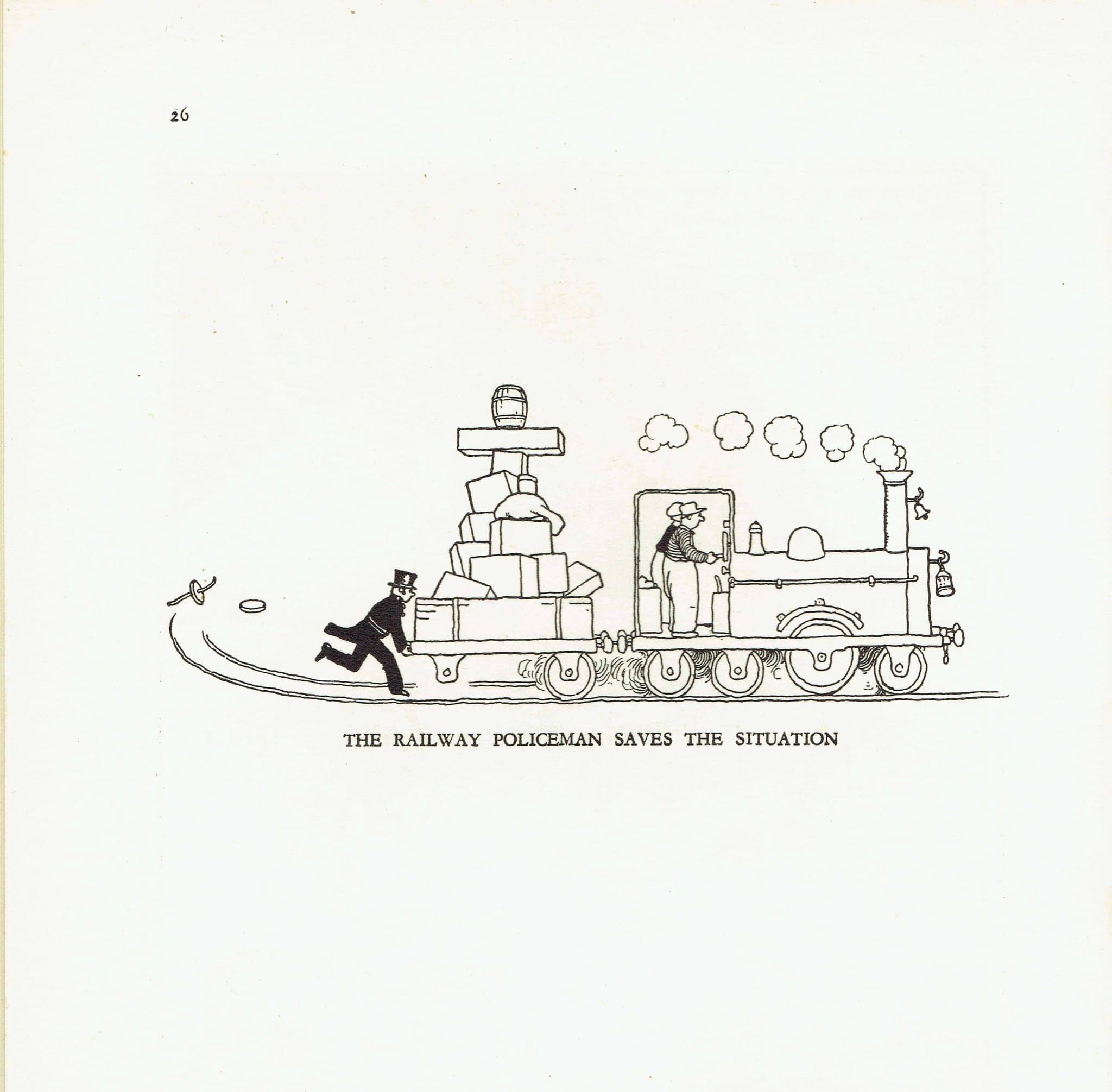 1935 Railway Policeman Saves Situation - Original Vintage Print By Robinson - Great Western Railway Humorous Cartoon - 7 x 9.5 in - Image 5