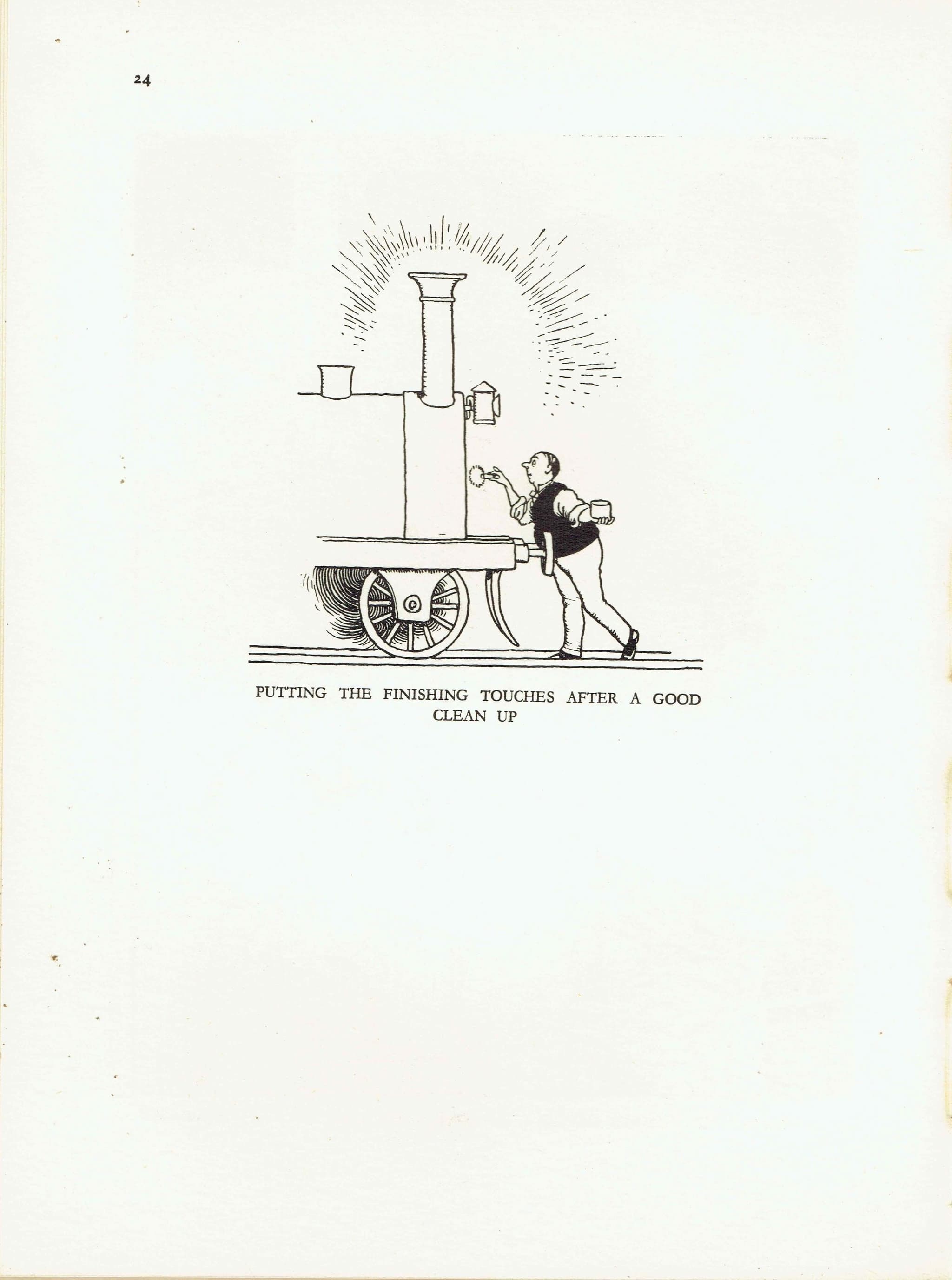 1935 Railway Locomotive Cartoon - Original Vintage Print By Heath Robinson - Great Western Railway Centenary Humour - 7 x 9.5 in - Image 3