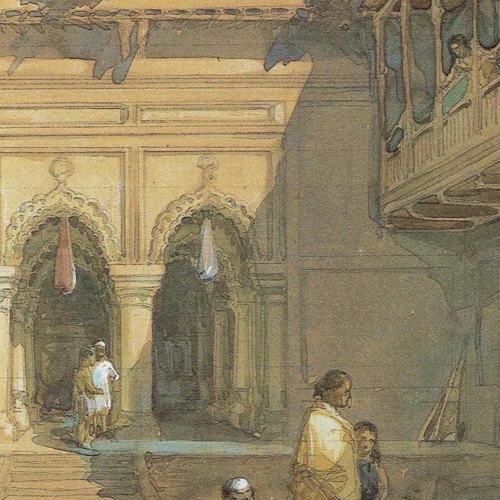 1859 Native School Calcutta - Original Vintage Print By Simpson - Indian Education Colonial History Architecture - 9.25 x 8.5 in - Image 3