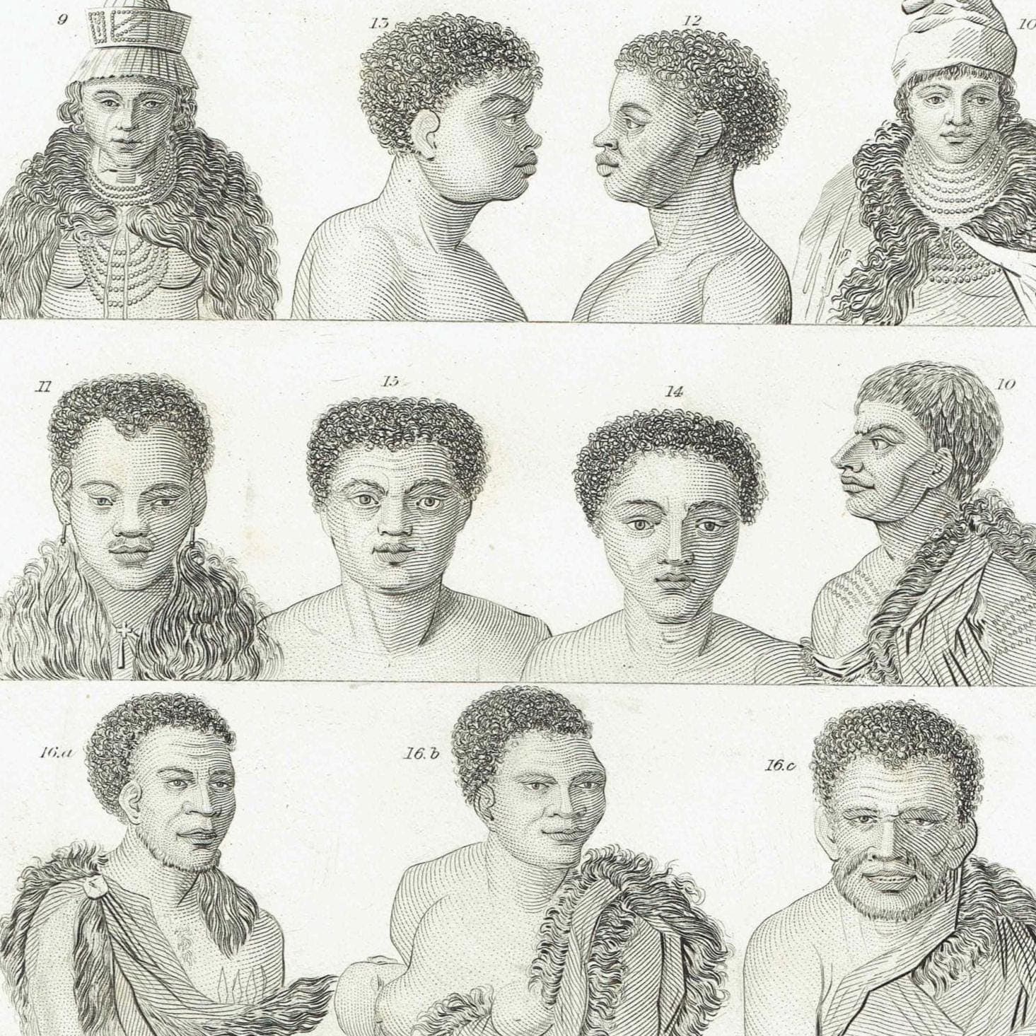 c.1850 Man Heads Print - Black & White - Male Head Engravings - Head Studies - 10 x 6.5 in - Image 3