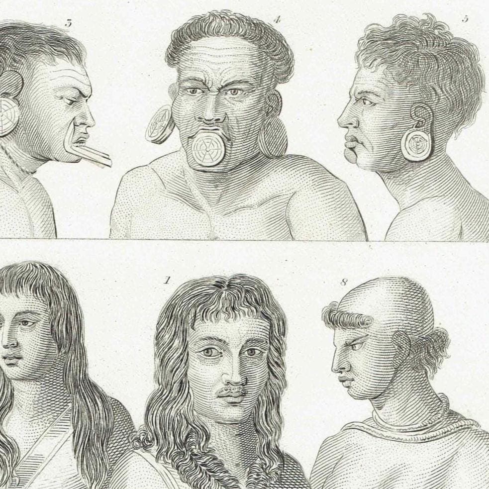 c.1850 Man Heads Print - Black & White - Male Head Engravings - Head Studies - 10 x 6.5 in - Image 4