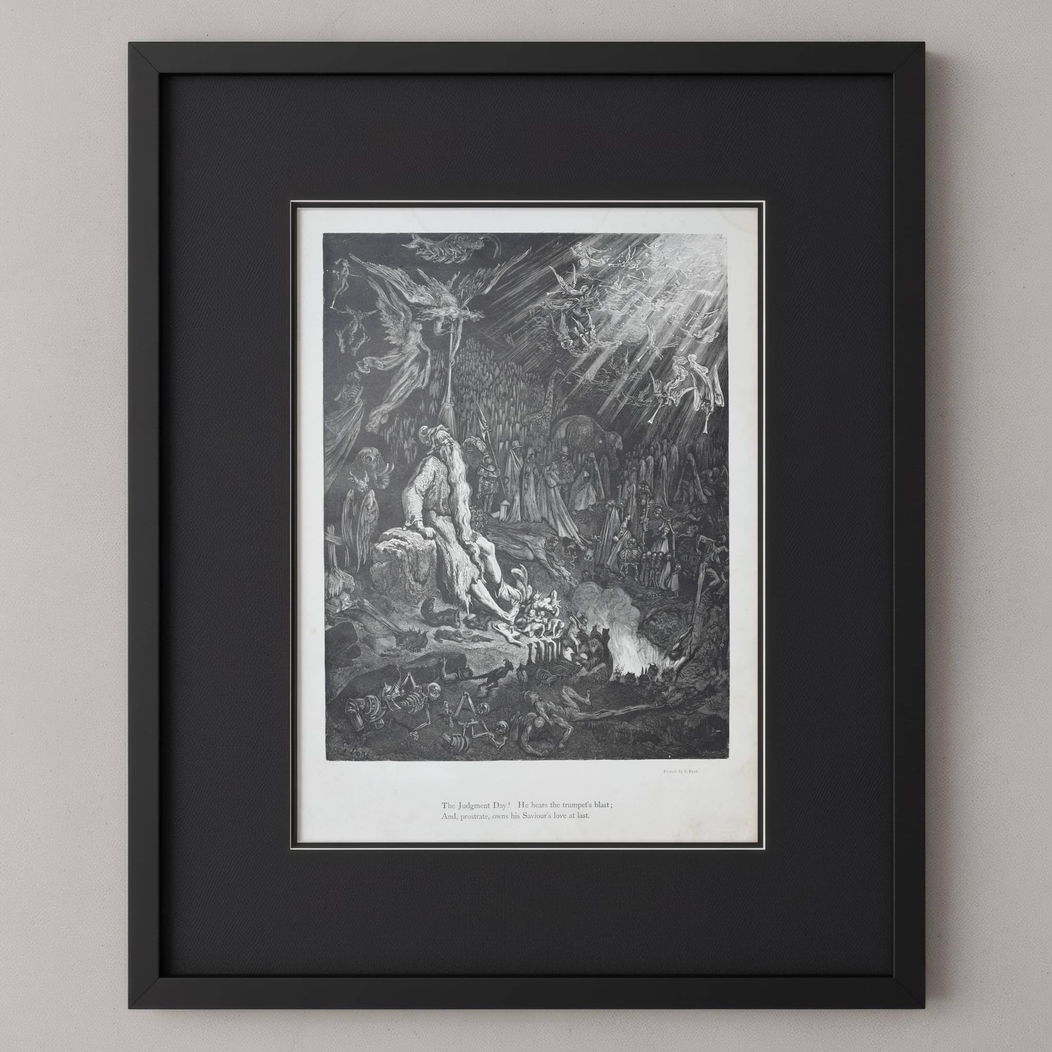 1866 Gustave Doré Legend Of The Wandering Jew Judgement Day Plate 12 - Original Antique Engraving - Gothic Biblical Apocalypse - 14 x 20 in