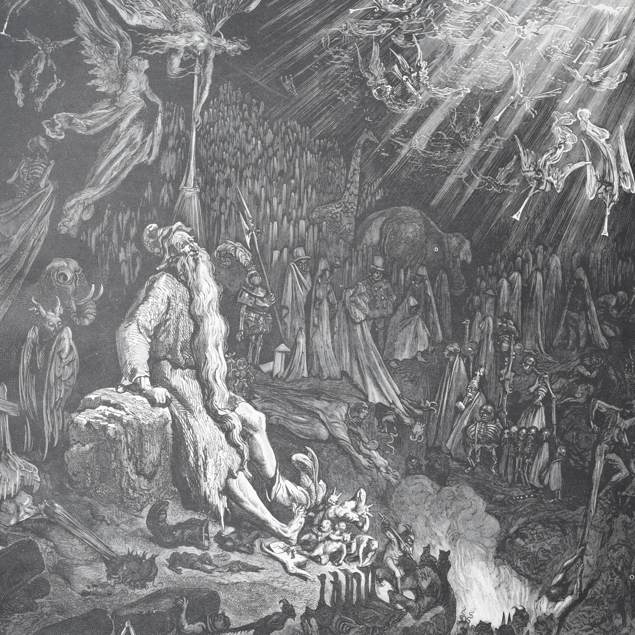 1866 Gustave Doré Legend Of The Wandering Jew Judgement Day Plate 12 - Original Antique Engraving - Gothic Biblical Apocalypse - 14 x 20 in - Image 2