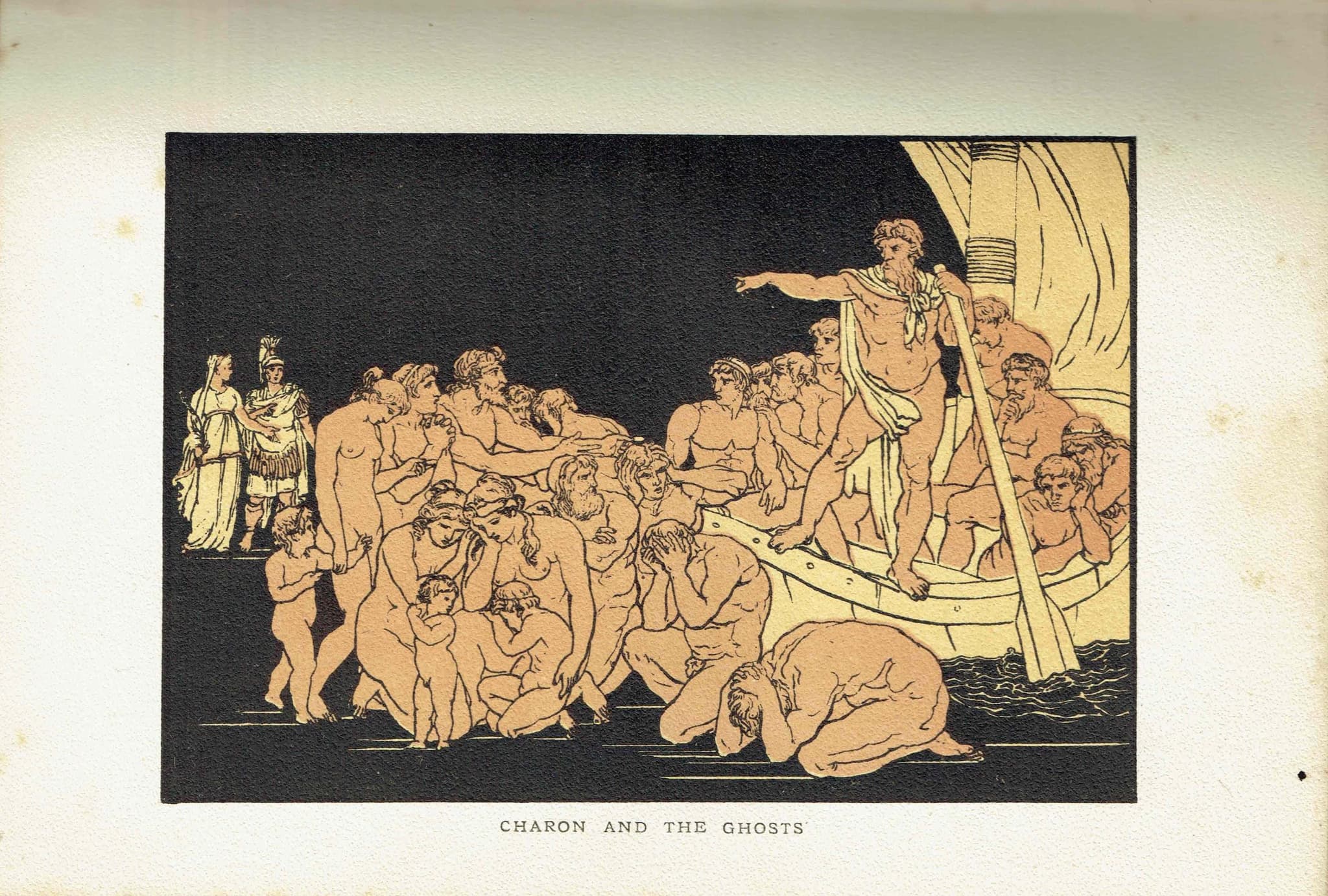 1879 Charon and the Ghosts - Original Antique Print By Pinelli - Stories From Virgil Classical Mythology Underworld - 7.5 x 5 in - Image 2