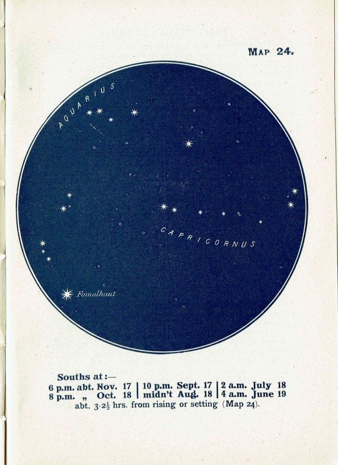 1944 Aquarius Capricornus Star Map - Original Vintage Print By Gall - Zodiac Constellation Astronomy Celestial Chart - 4 x 6 in - Image 2