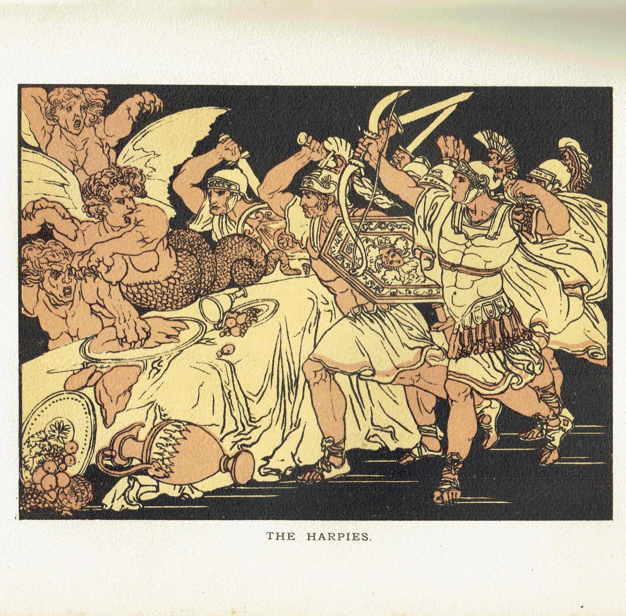 1879 The Harpies - Original Antique Print By Pinelli - Virgil Mythology Classical Literature Victorian Book Art - 7.5 x 5 in - Image 3