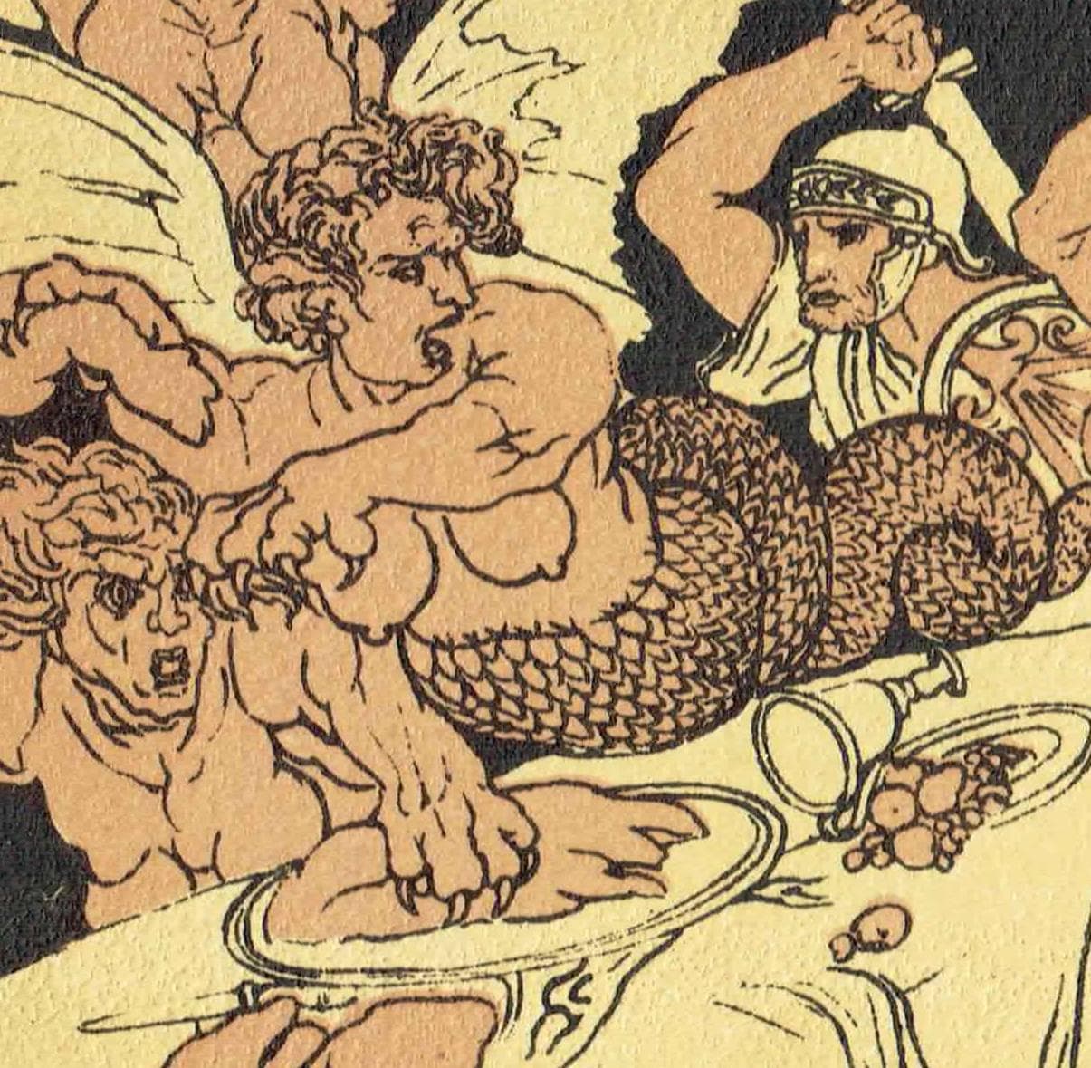1879 The Harpies - Original Antique Print By Pinelli - Virgil Mythology Classical Literature Victorian Book Art - 7.5 x 5 in - Image 4