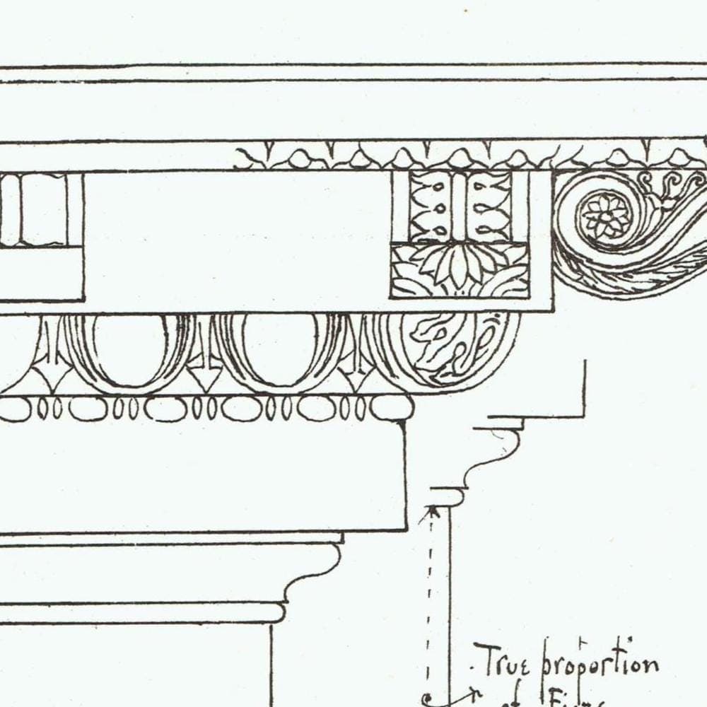 1898 Classic Architectural Frieze Print - Corinthian Entablature, Decorative Mouldings & Ornament - Antique Plate - 8 x 10.75 in - Image 3
