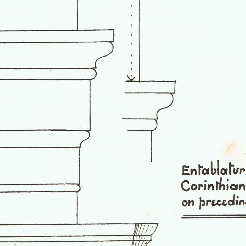 1898 Classic Architectural Frieze Print - Corinthian Entablature, Decorative Mouldings & Ornament - Antique Plate - 8 x 10.75 in - Image 4