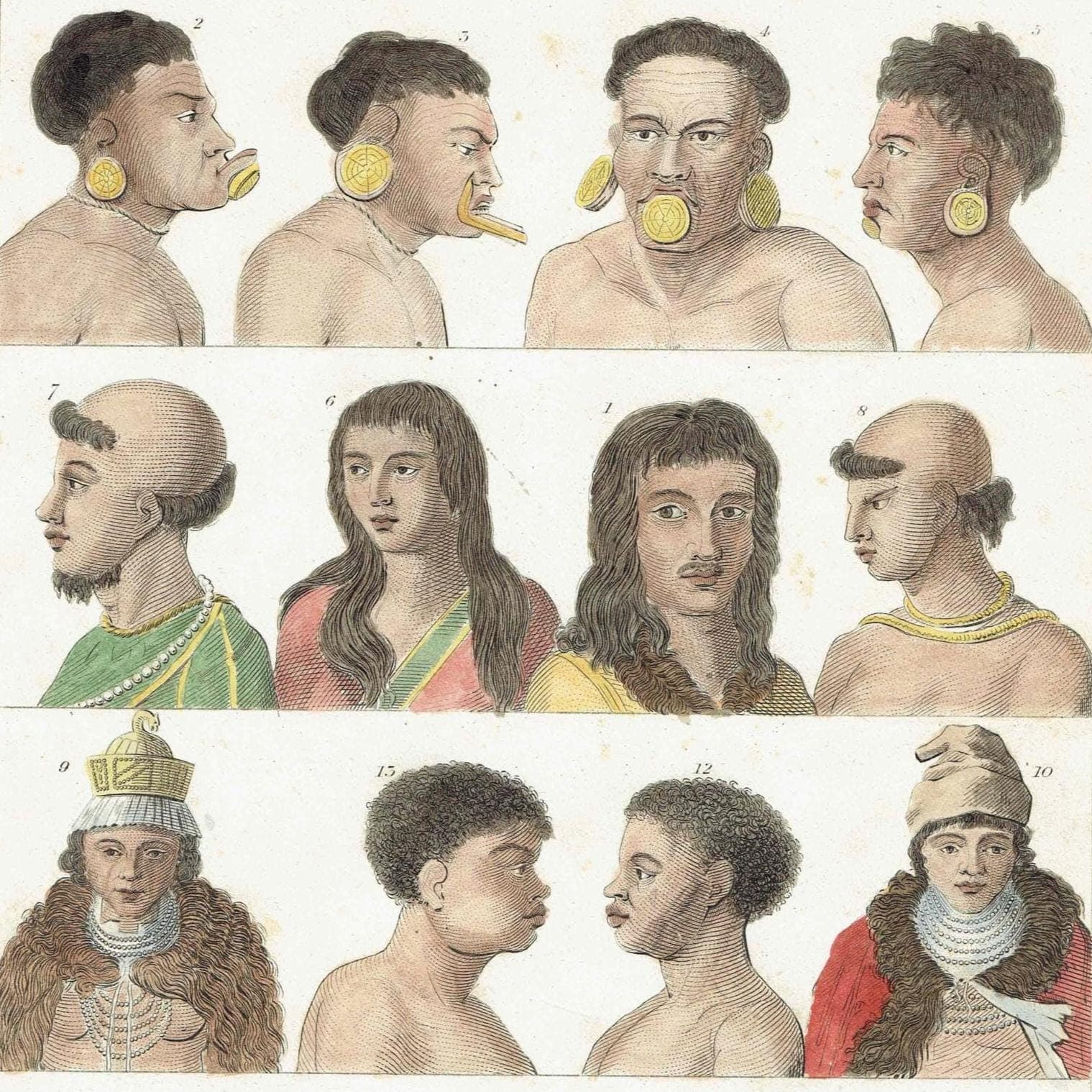 c.1875 Man Print - Ethnographic Heads - Hand-Coloured Anthropological Portraits - 9.75 x 6.25 in - Image 3